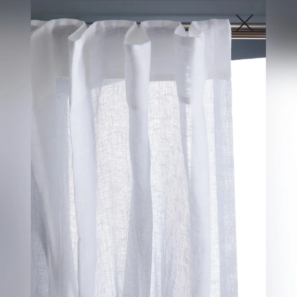 NWT! Quince 100% Linen White Sheer Curtains, 48
